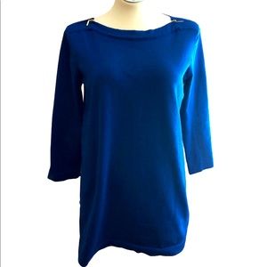 Cable & Gauge Blue Sweater with Silver Zippers